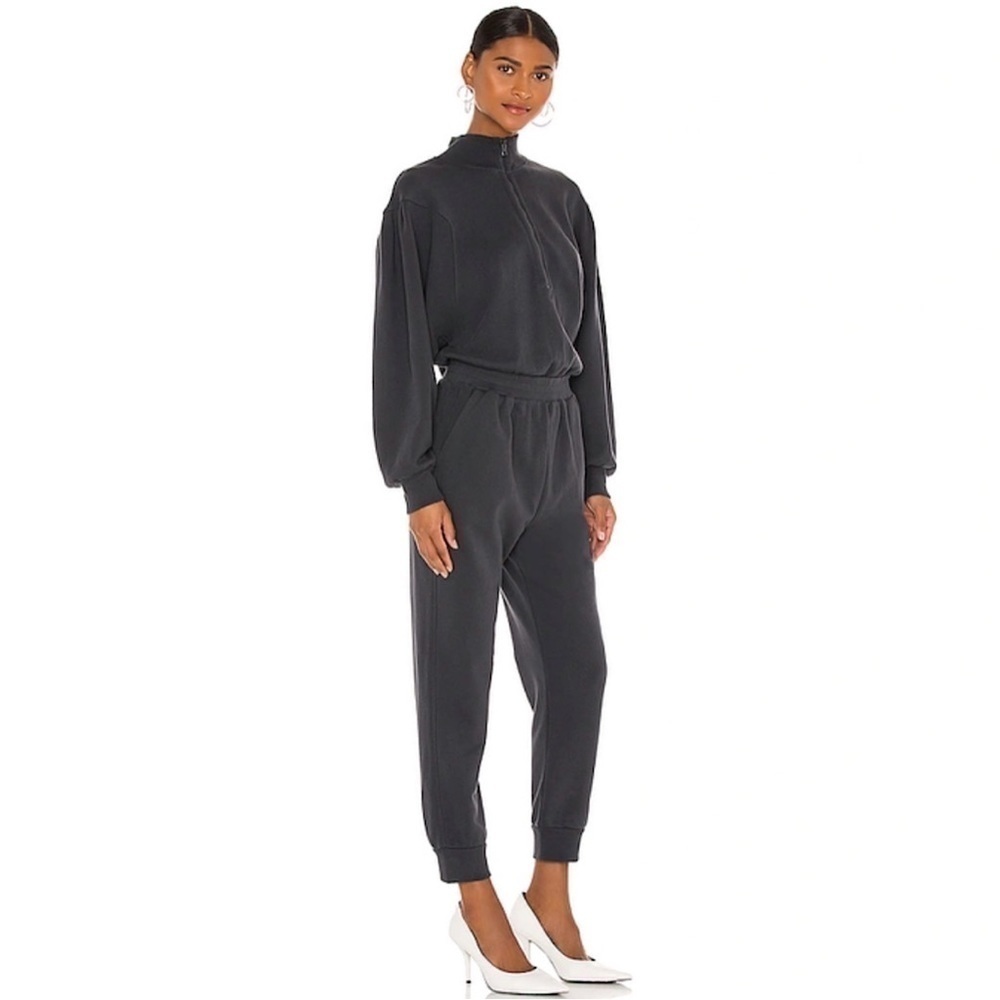 NWT Frame Easy Jumpsuit French Terry Organic Pima Cotton Faded Noir XS